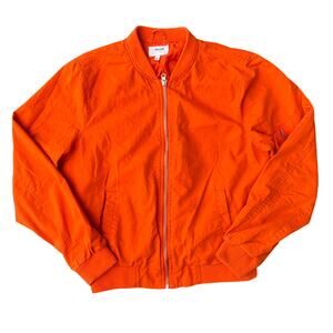 New Look Bright Orange Bomber Womens Jacket Size L Lightweight Zip Up